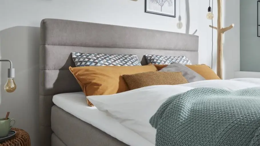 Oschmann Boxspringbett OC-BX21014 180x200 cm, Bezug Nele granit, Matratze MS358 H2/H3, inkl. Topper VA durchgehend
