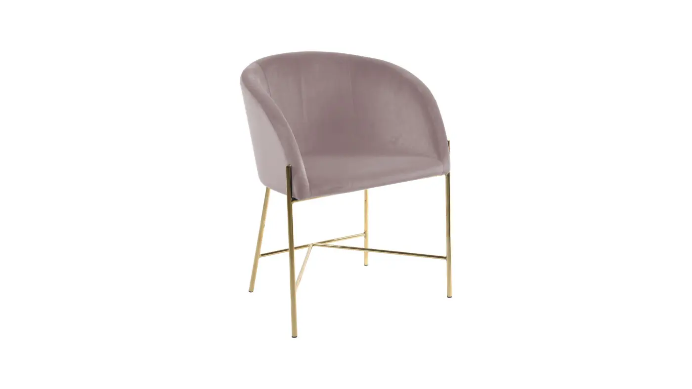 Actona Esszimmerstuhl Nelson 80428, Dusty rose, Gestell Metall chrom gold