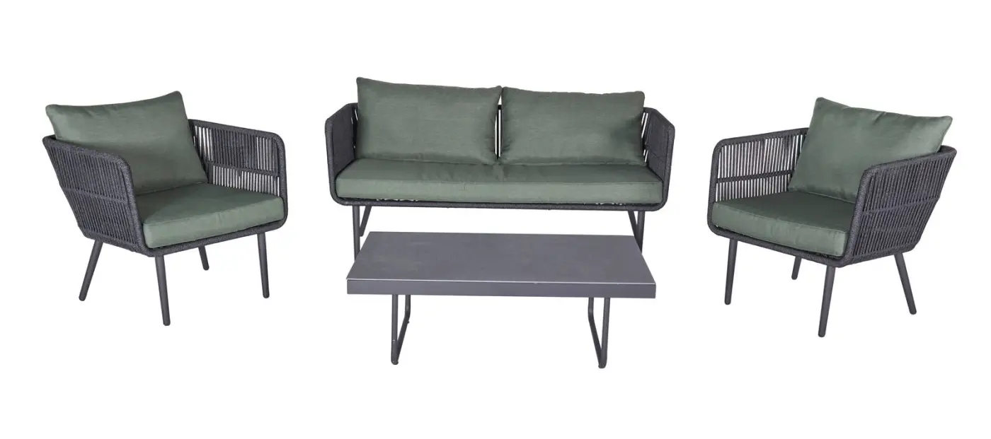 LC Garden Lounge Set Saigon 4 tlg. Dunkelgrau/Moos-Grün