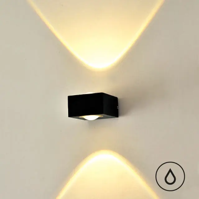 F&H Wandleuchte, 2-flg., 7 x 8,3 cm Schwarz