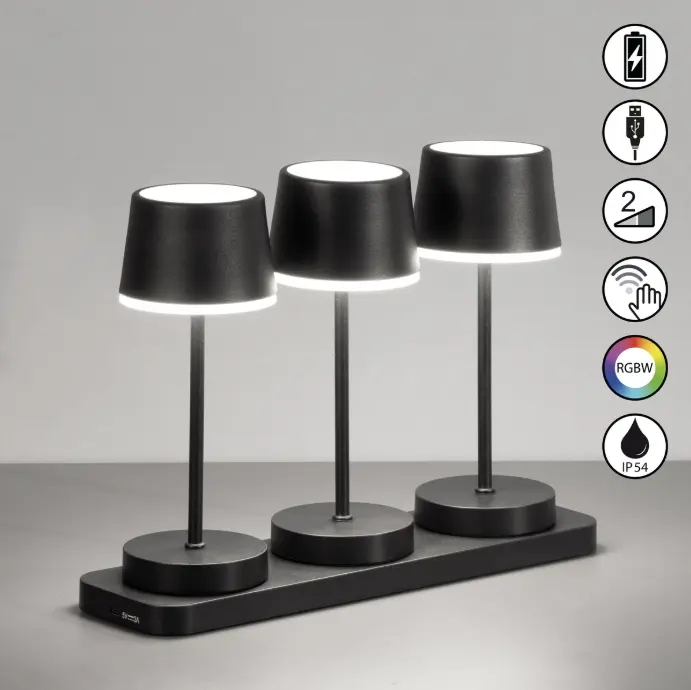 FH Lightning Tischleuchte 3-er Set Sandschwarz