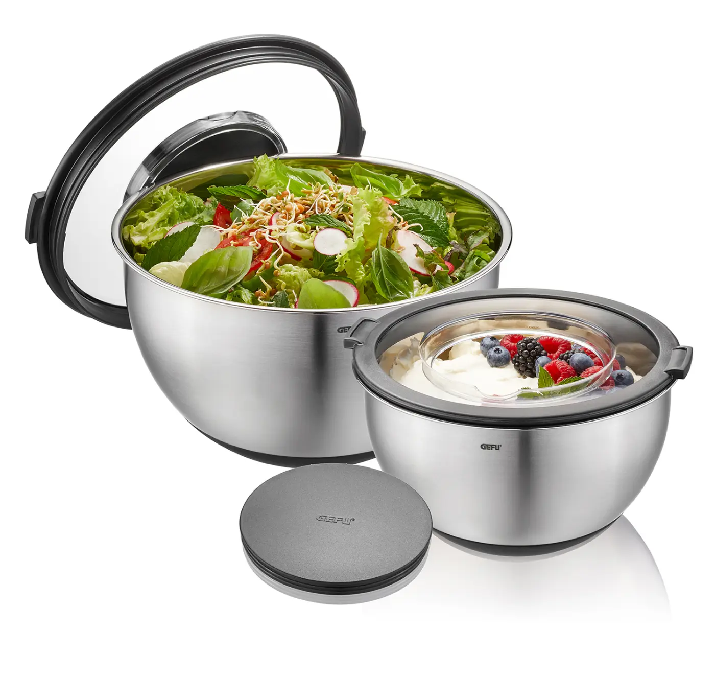 GEFU Schüssel-Set mit Spritzschutzdeckel