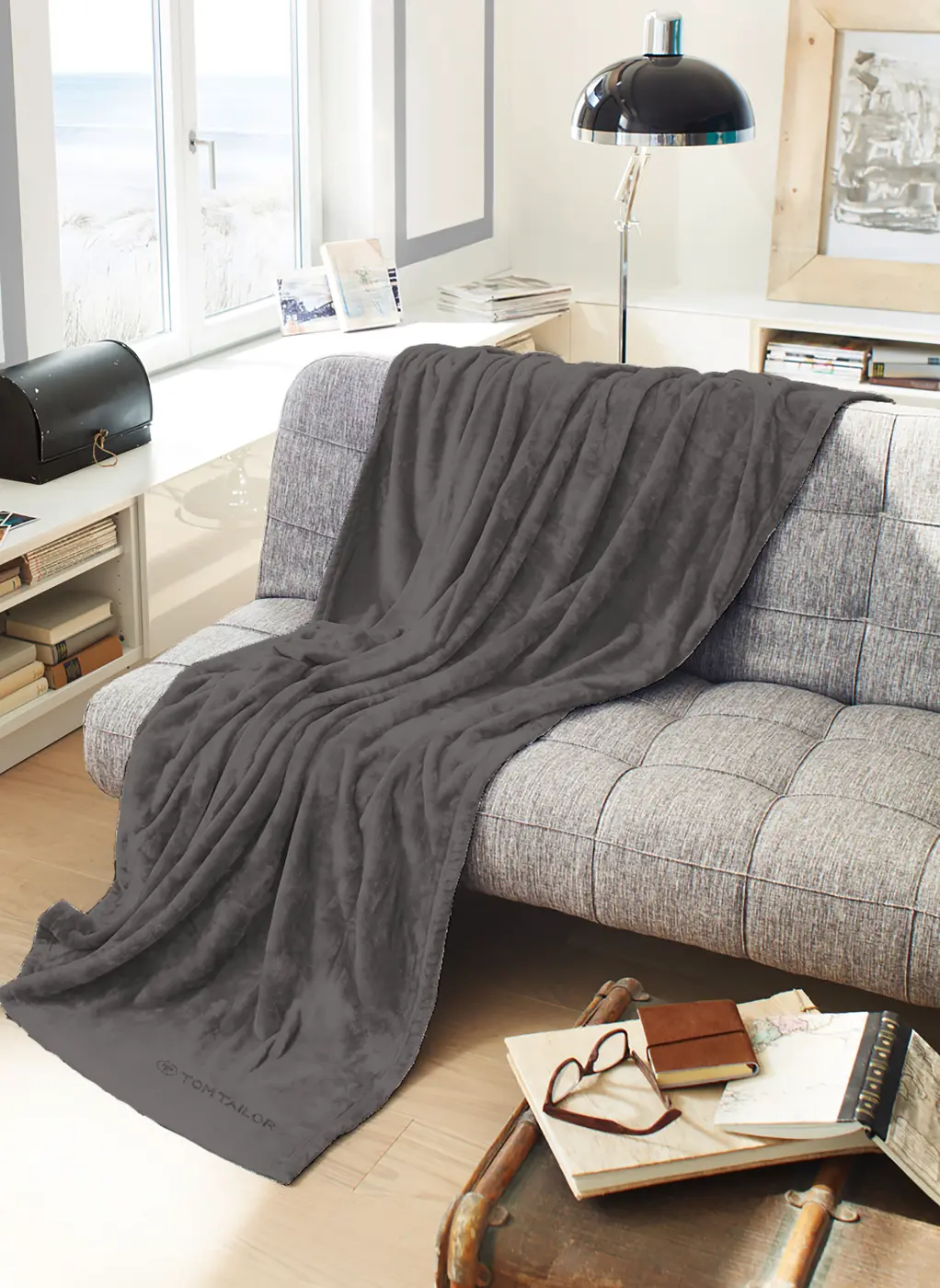 Tom Tailor Angorina-Fleece Wohndecke anthracite 1x 150x200 cm