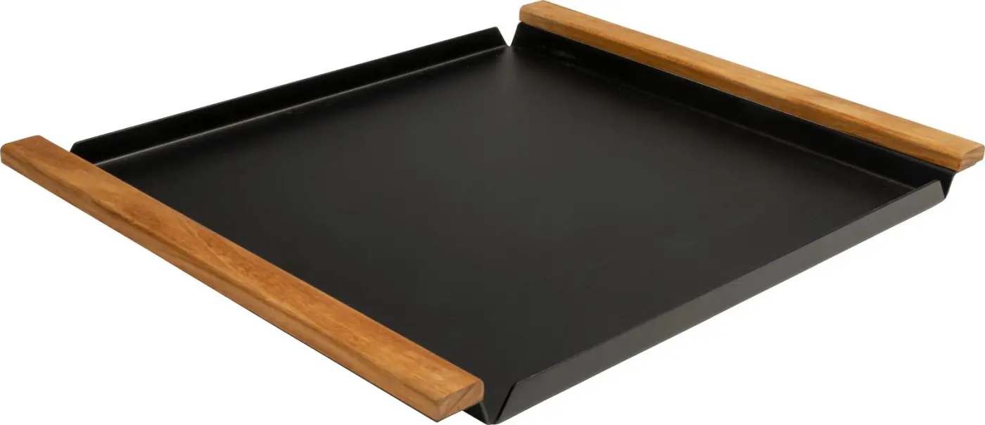 Stern Tablett ca. 48x40x3 cm mit Teakgriffen Aluminium schwarz matt