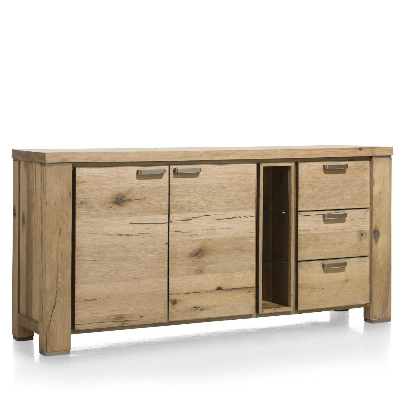 Habufa Sideboard Canova 39585RWB, Eiche Railway braun furniert, Griff: silber, ca.190x90x45 cm