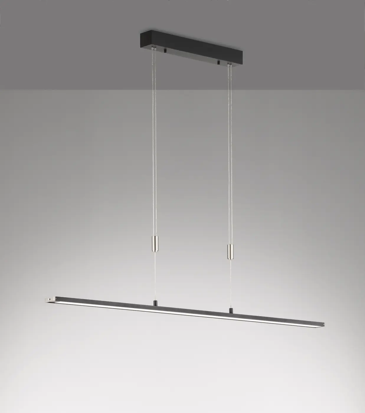 F&H Pendelleuchte, 1-flg. x 120 cm Metallfarben, Sandschwarz Matt, Nickelfarben