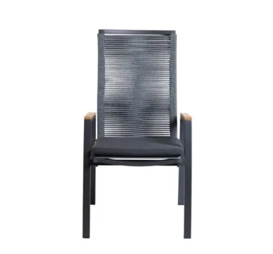 Interliving Positionstuhl Anthrazit/Sooty mit Teakarmlehne ca. 63x57x107 cm