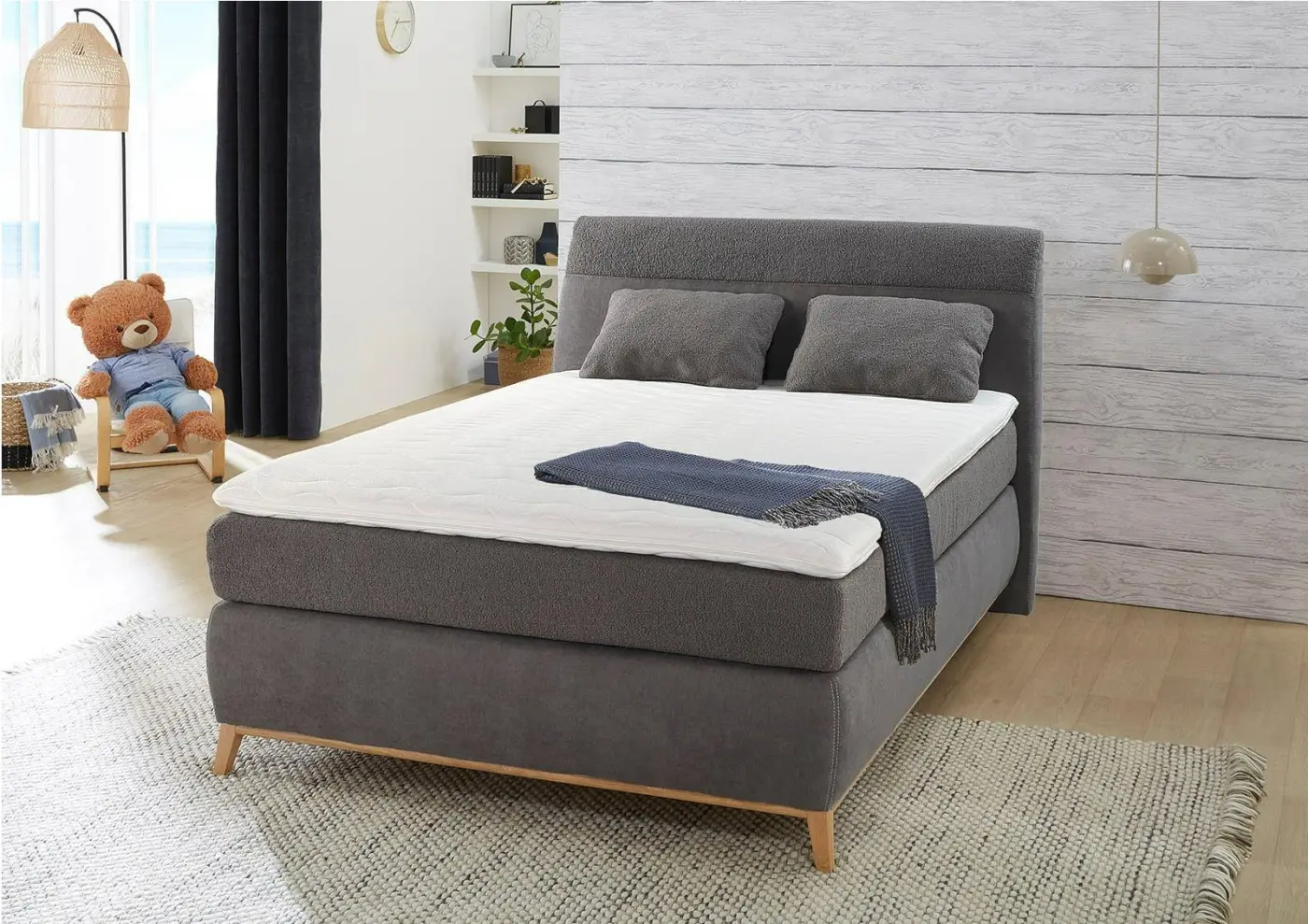 Jockenhöfer Boxspringbett Flocke Dunkelgrau