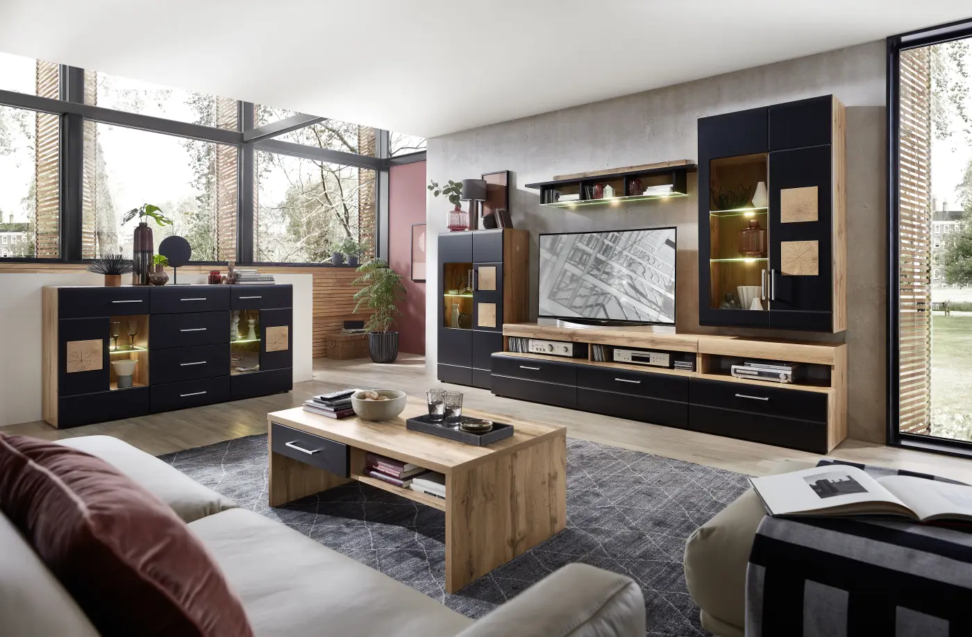 Innostyle Sideboard Sonate schwarz, braun, Eiche, Holz Innostyle Sideboard Sonate schwarz, braun, Eiche, Holz