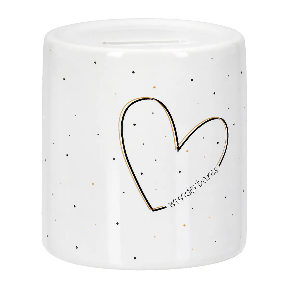 Macrander Spardose "wunderbares" Weiß 9 cm