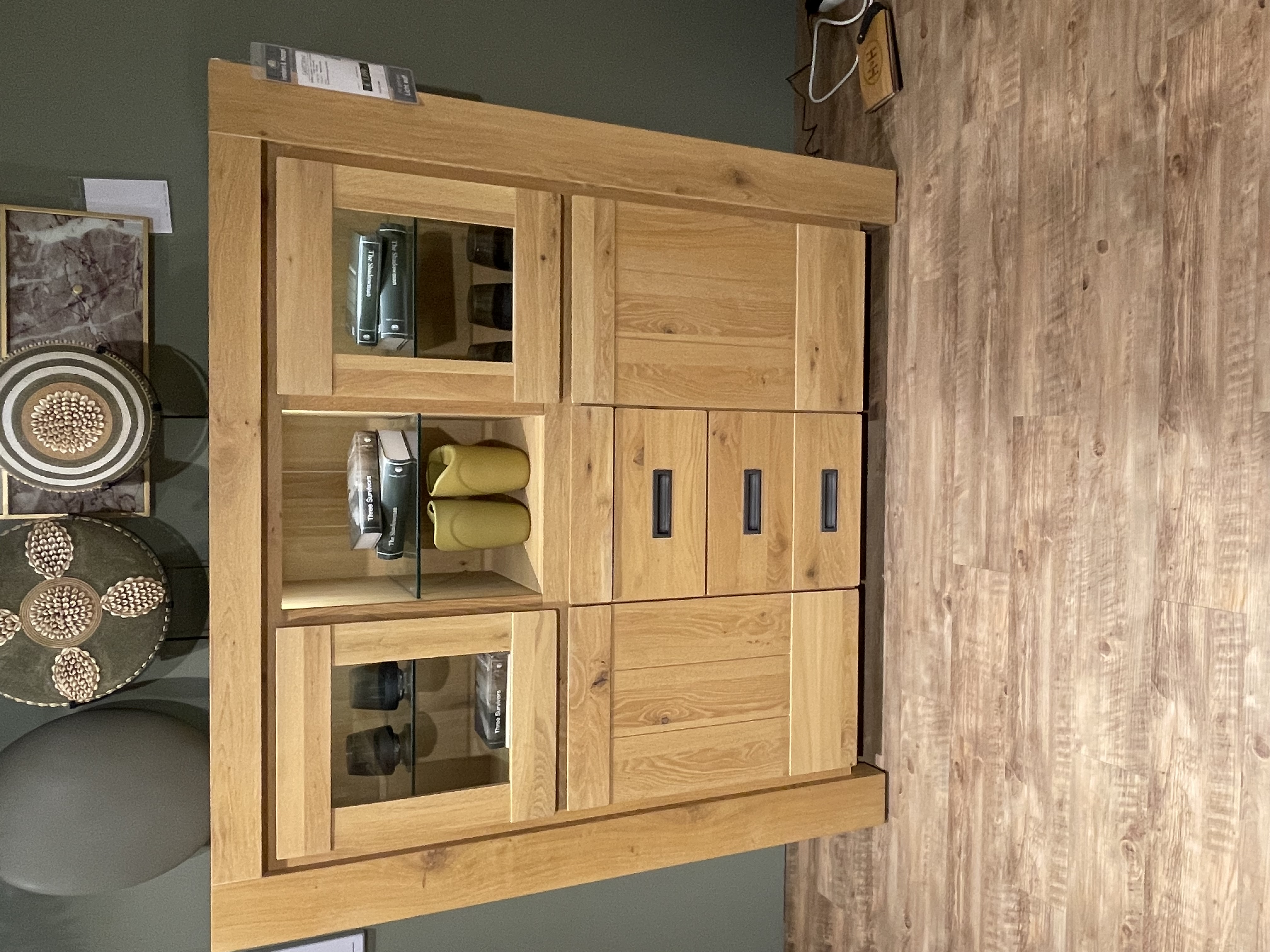 Highboard Santorini Eiche Teilmassiv ca. 150x142x42 cm Vintage Natur Weiß