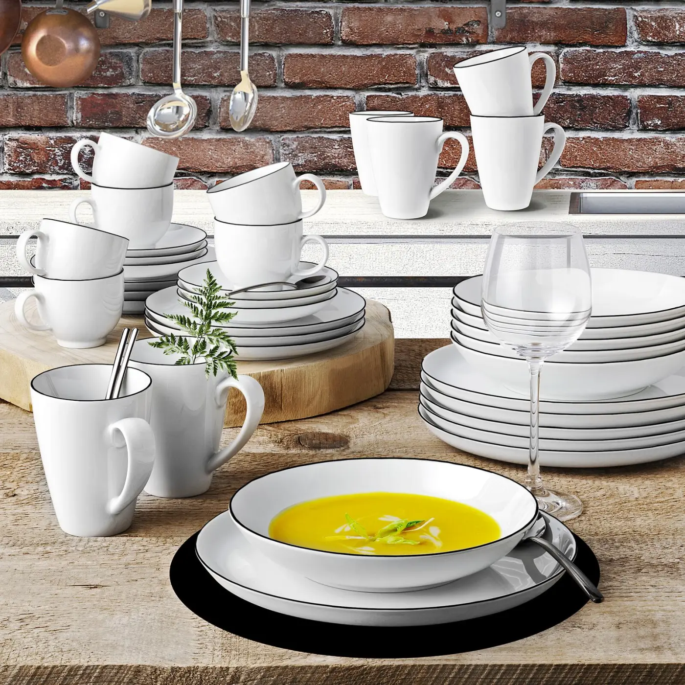 Seltmann Kaffeeservice 18-teilig rund Lido Black Line