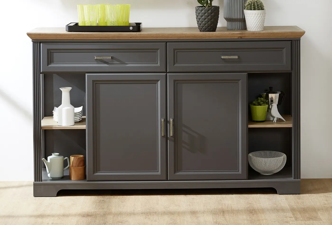 Innostyle Sideboard 1LG9GH21 Graphit MDF/Eiche Artisan Nachbildung, BxHxT ca.171x102x48 cm
