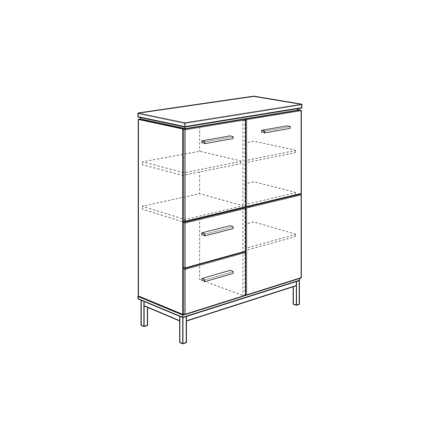 Paidi Kommode/Highboard Benne Kieselgrau/Eiche Montana NB ca.91x117x40 cm Paidi Kommode/Highboard Benne Kieselgrau/Eiche Montana Nachbildung, Griff: Eiche massiv ca.91x117x40 cm