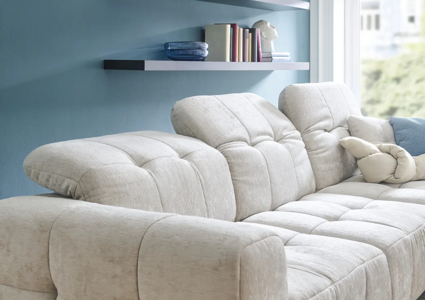 Matex Wohnlandschaft Liguria Silver Beige mit elekt. Sitztiefenverstellung ca. 299x175 cm