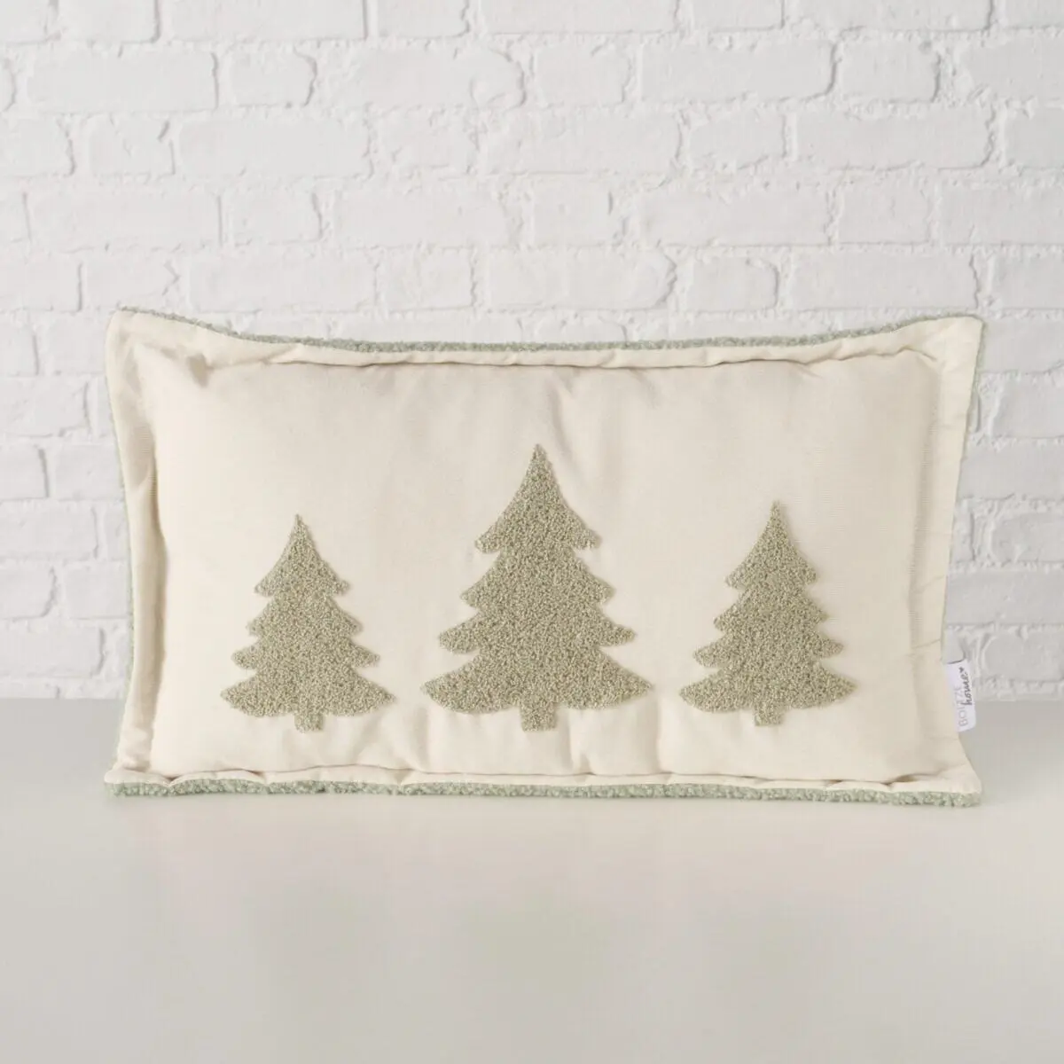 Boltze Kissen Nevio 30x50 cm Cremeweiß mit Grün