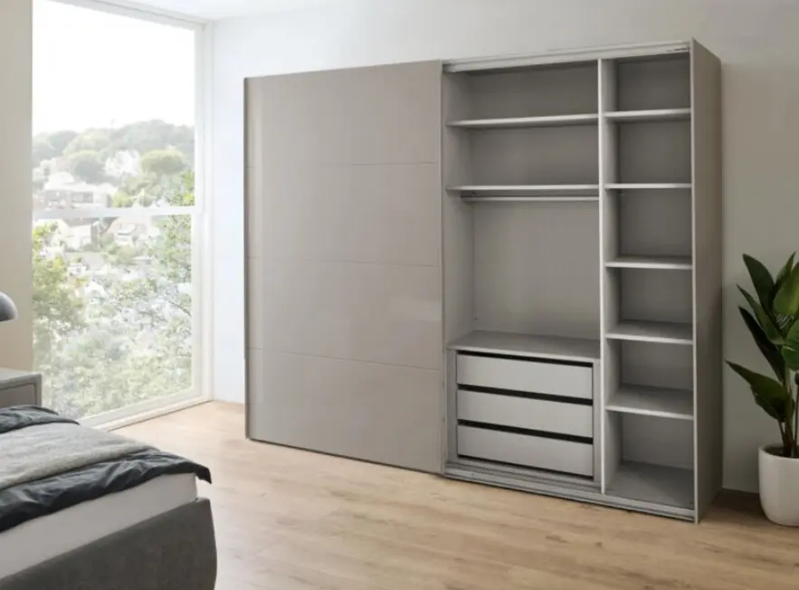 Rauch Schwebetürenschrank Lovari Fango/Spiegel ca. 271x223x68 cm - Inkl. Zusatzausstattung - 