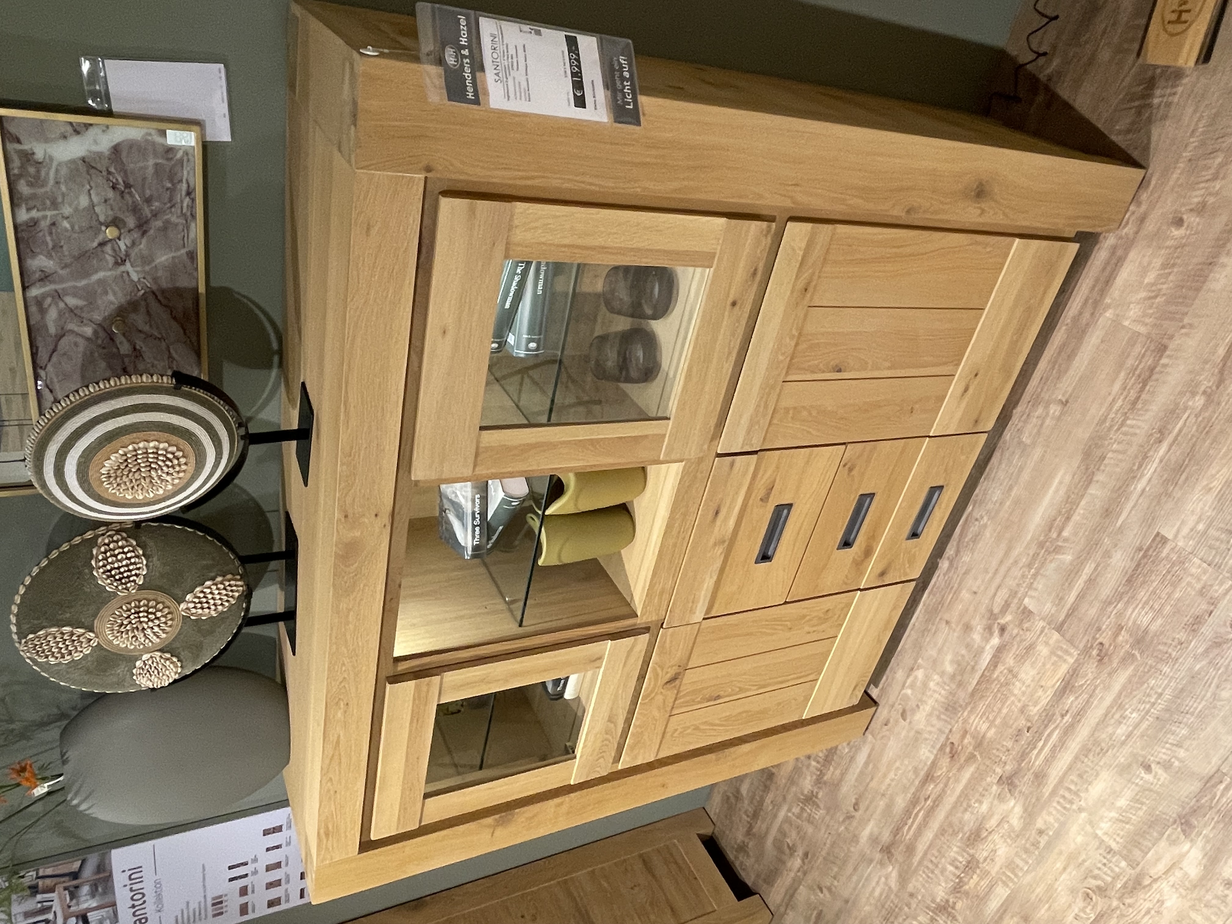 Highboard Santorini Eiche Teilmassiv ca. 150x142x42 cm Vintage Natur Weiß