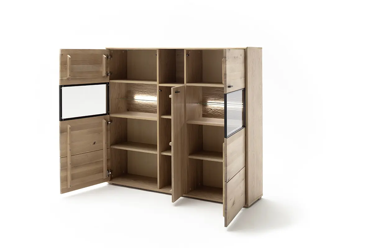 MCA Highboard Balkeneiche Bianco ca.154x140x38 cm