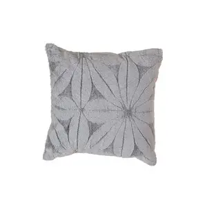 Hogewoning Cushion Cozy Flower Fake Fur 45x45cm White/Grey