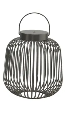 LC Wholesaler LED Metalllaterne Grau 23x26 cm, aufladbar