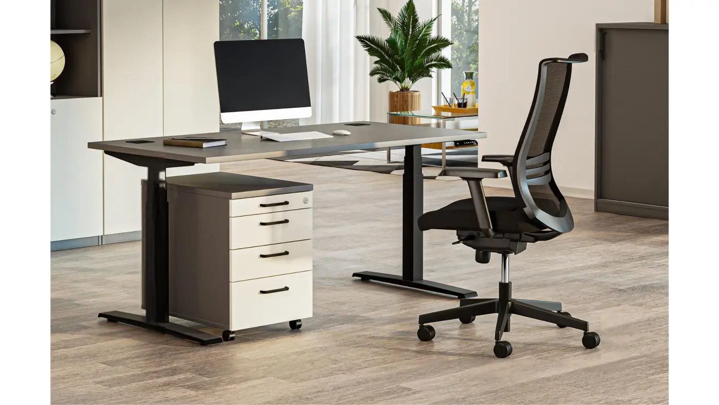 Nowy Styl Schreibtisch EModel 3.0 MS Slate höhenverstellbar ca. 160x65-131x80 cm