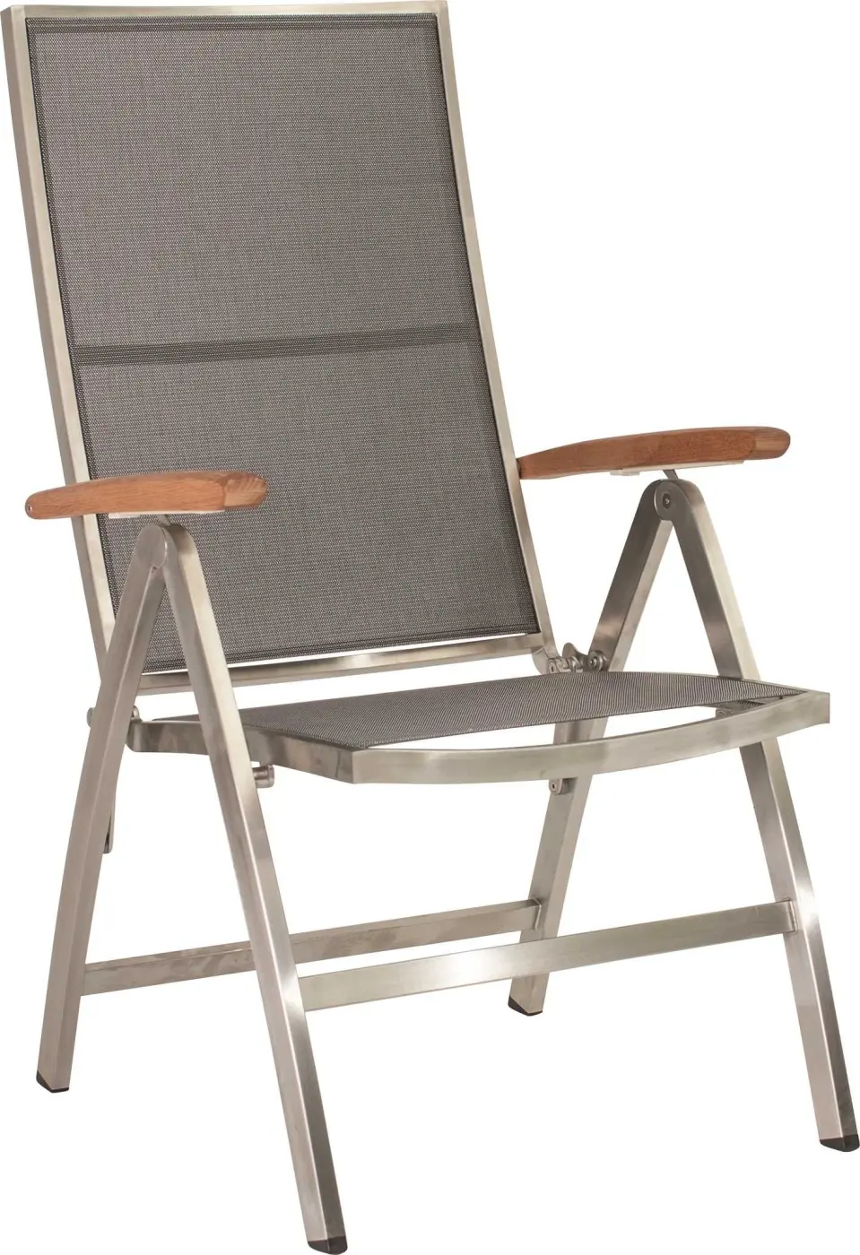 Stern 417476 Klappsessel Cardiff Edelstahl  Textilen Silbergrau Teakarmlehnen FSC®-zertifiziert
