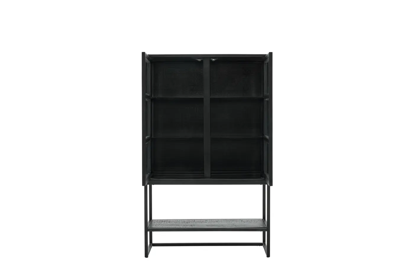 Roomio No. 2001 Vitrine Mango massiv schwarz ca. 100x160x42 cm