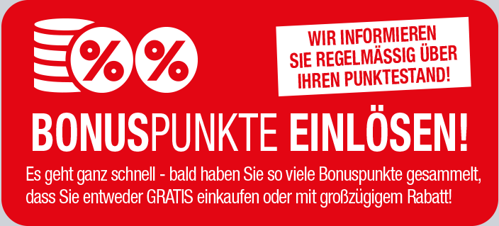 Grafik mit Text über das Einlösen von Bonuspunkten und Informationen zu Rabatten.