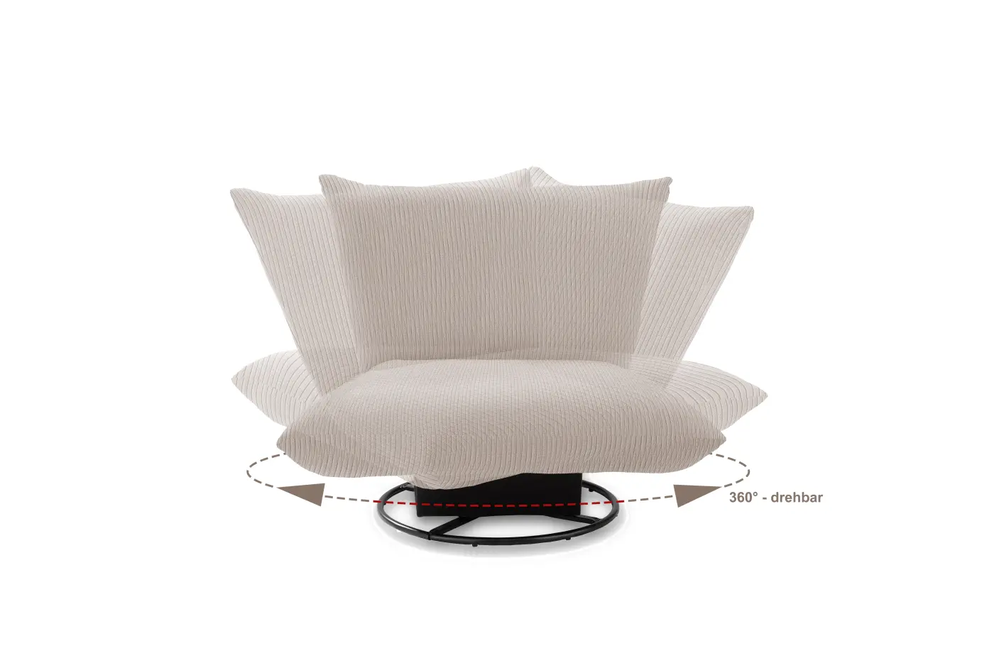 Benformato Sessel Cremina Cord Beige mit Drehfunktion ca.100x78x96 cm