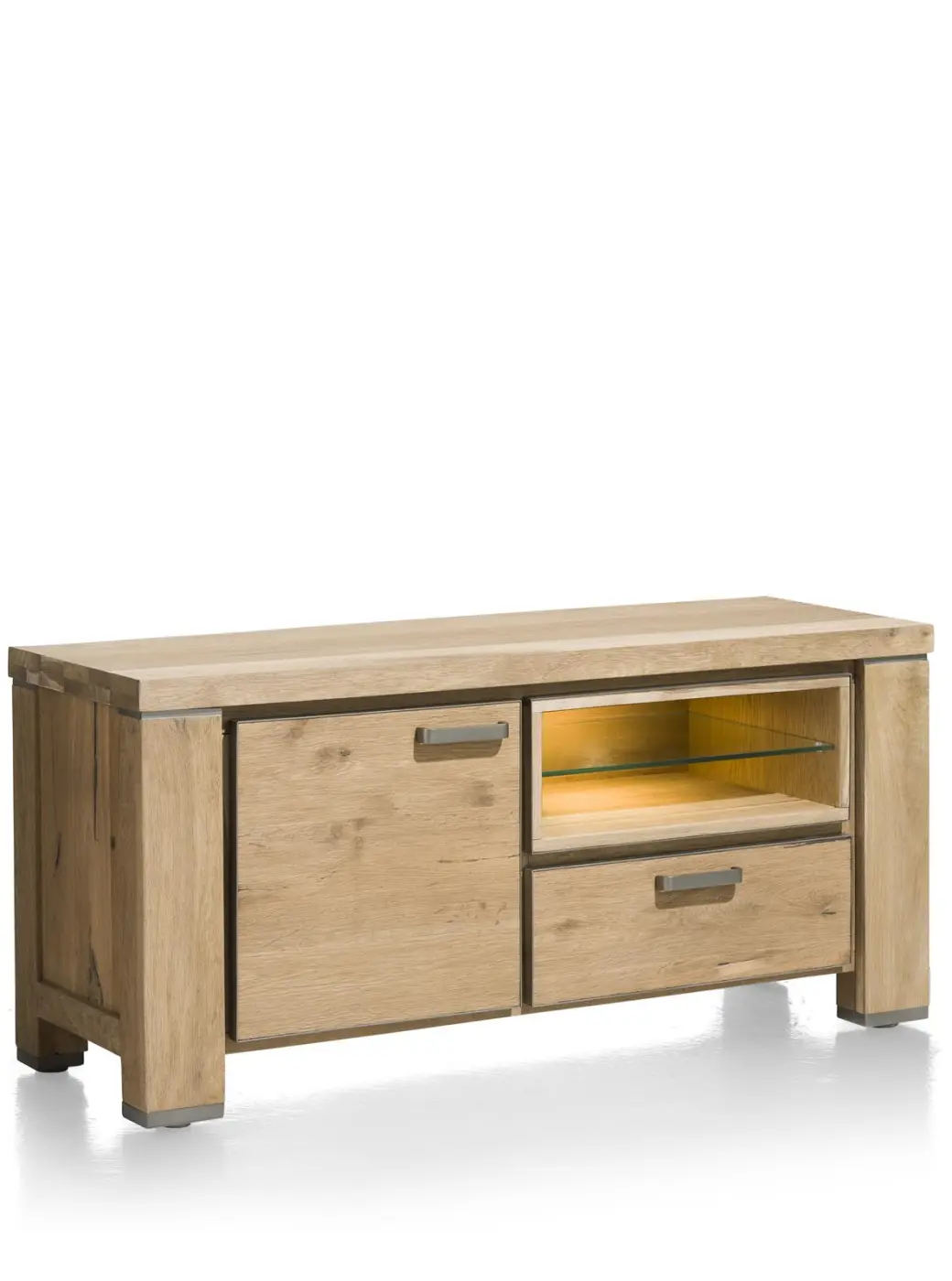 Habufa Lowboard Canova 39587RWB, Eiche Railway braun furniert, Griff: silber, ca.130x60x45 cm