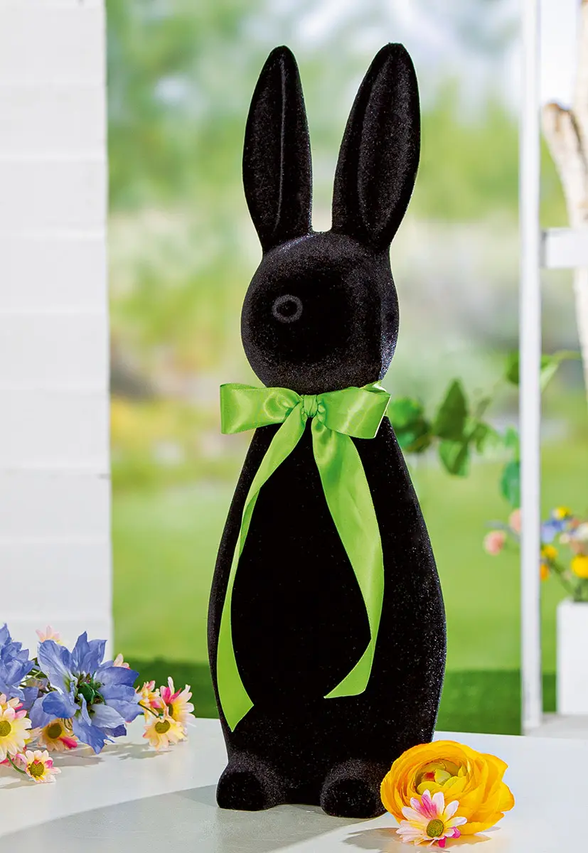Macrander Hase Schwarz Kunststoff ca. 41 cm
