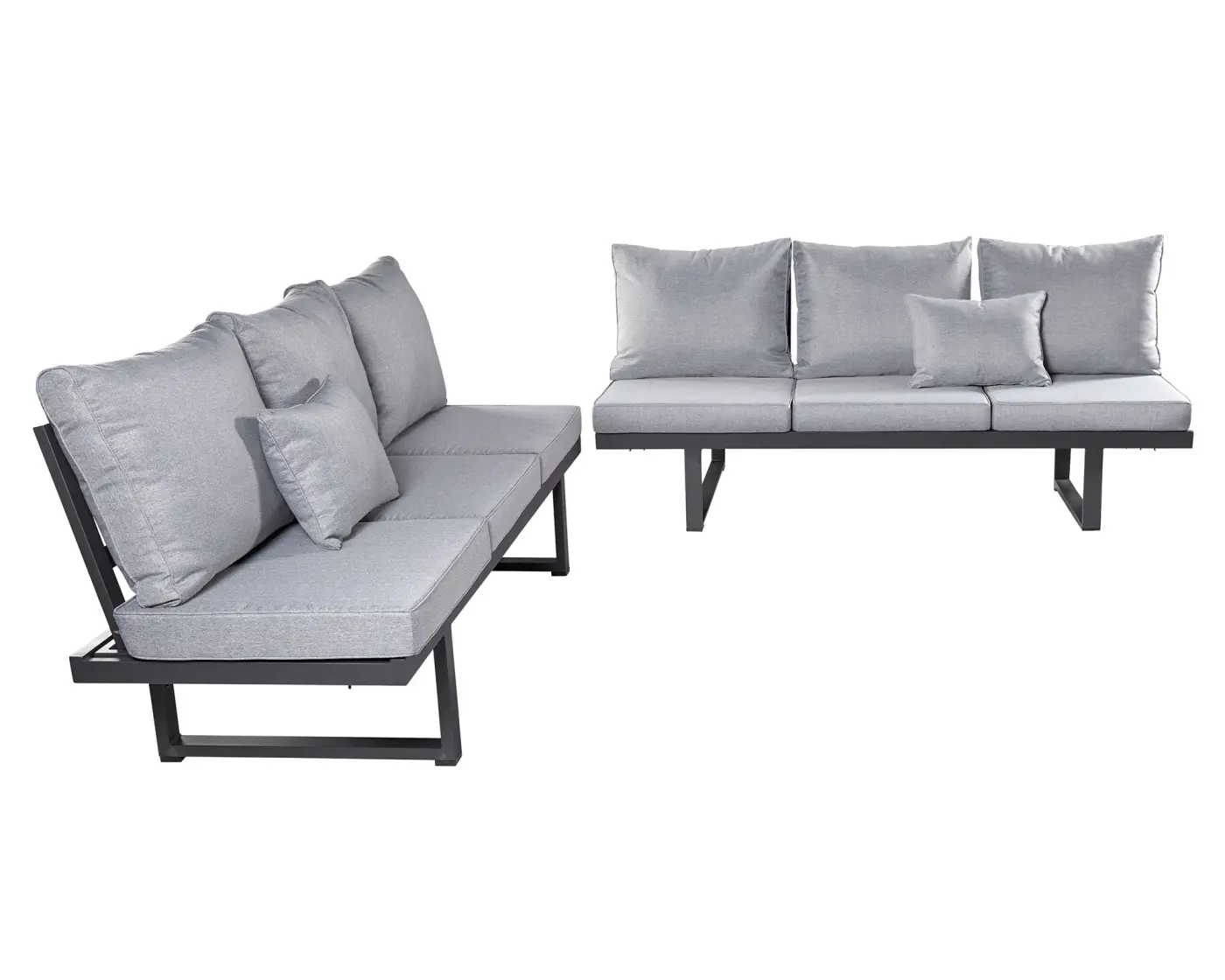LC Garden Bondino Multifuntionssofa 200x48x70 cm Gestell Aluminium Anthrazit, Kissen hell Grau