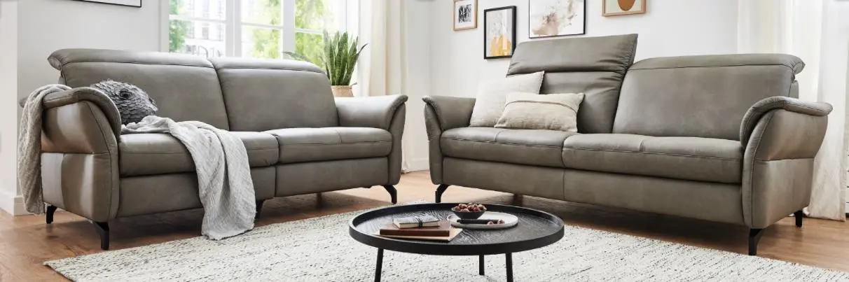 MDS Steinpol Polsteria Luna, Einzelsofas in Leder Punch delphin