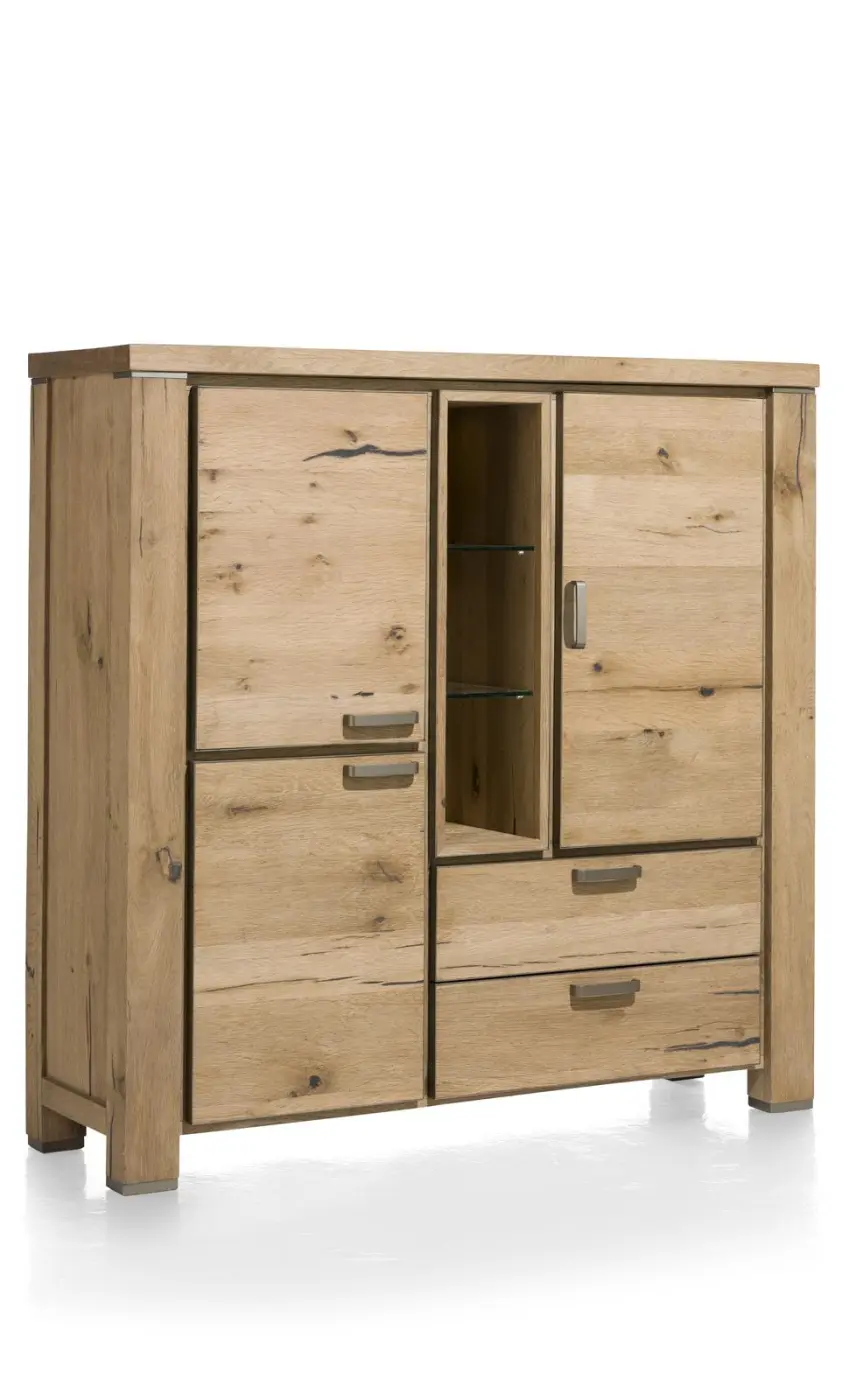 Habufa Highboard Canova 39591RWB, Eiche Railway braun furniert, Griff: silber, ca.140x140x45 cm