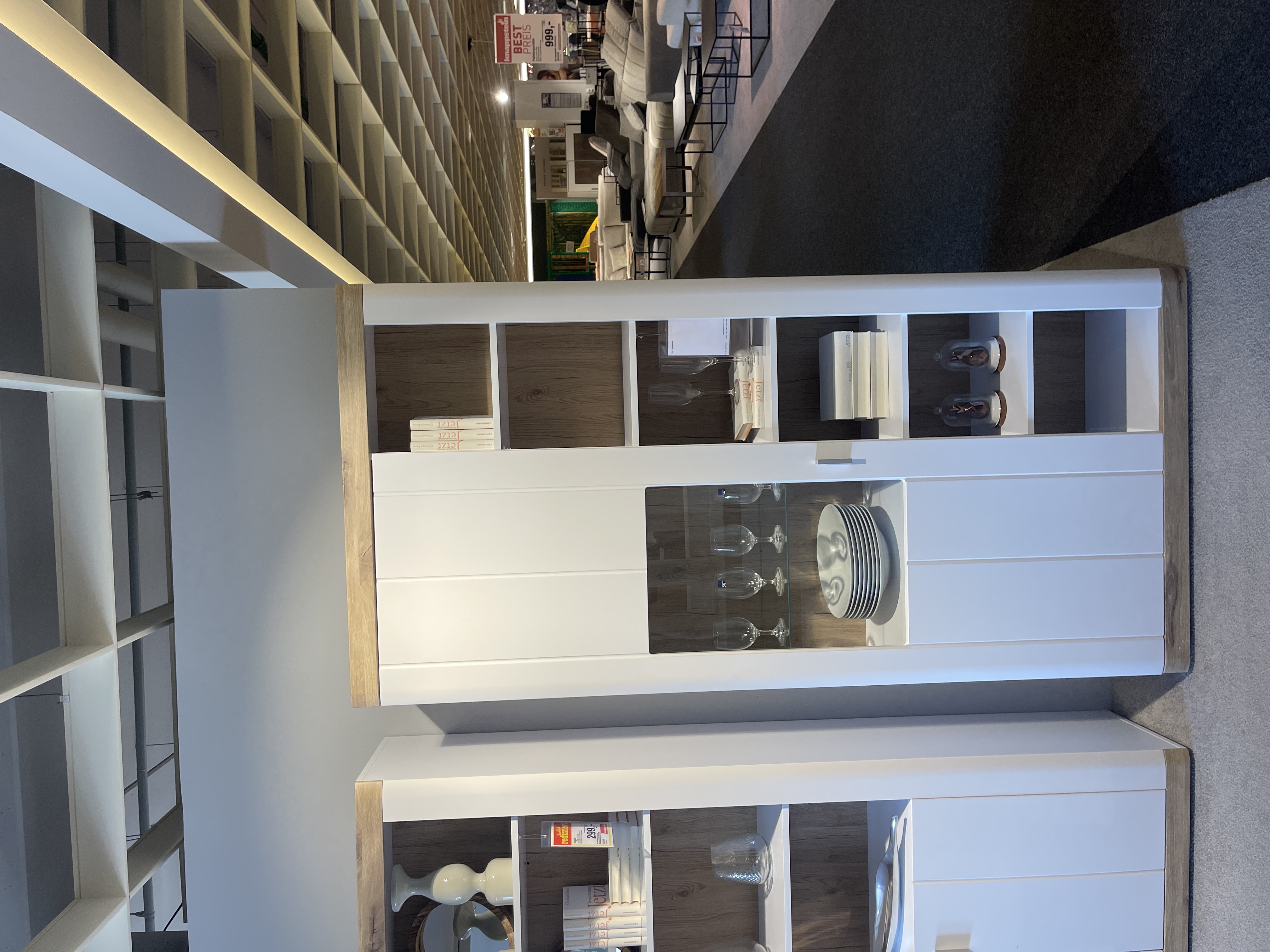 Xonox Vitrine Laredo weiß Nox Oak Dekor