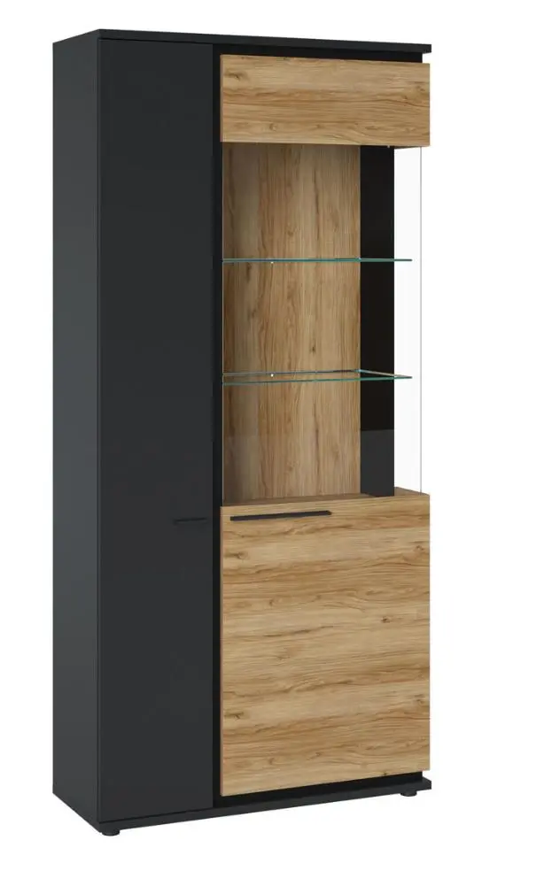 Wojcik Vitrine Mellorca Grau inkl. LED-Beleuchtung, ca. 93x199x37 cm