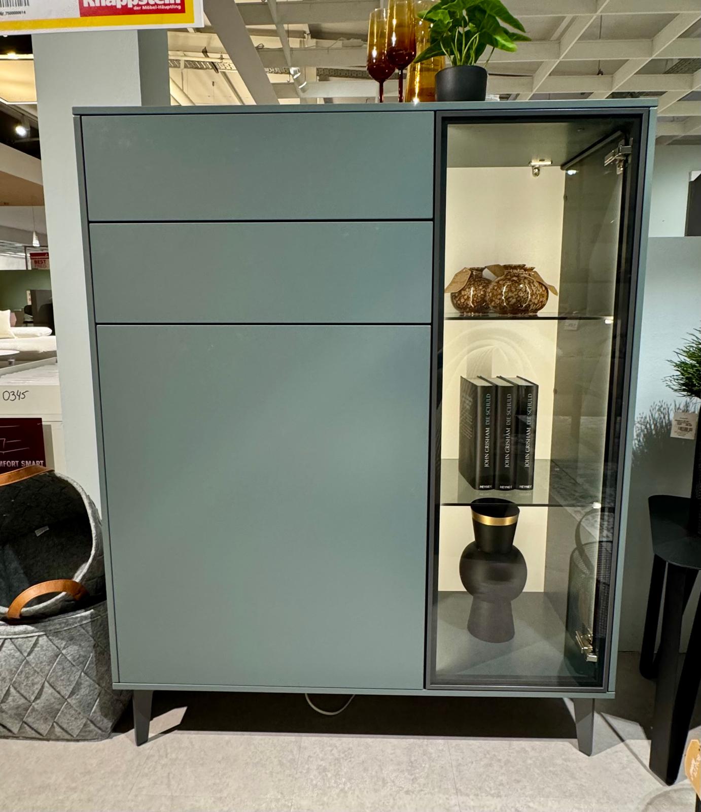 Interliving 2107 Highboard Verdegrün inkl. Zusatzausstattung