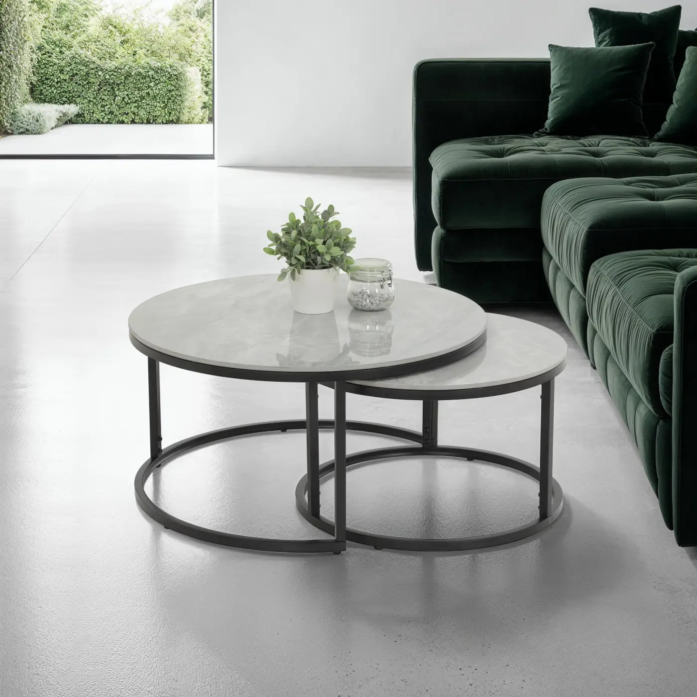Hela Couchtisch-Set Luis Marmoroptik/Metall schwarz
