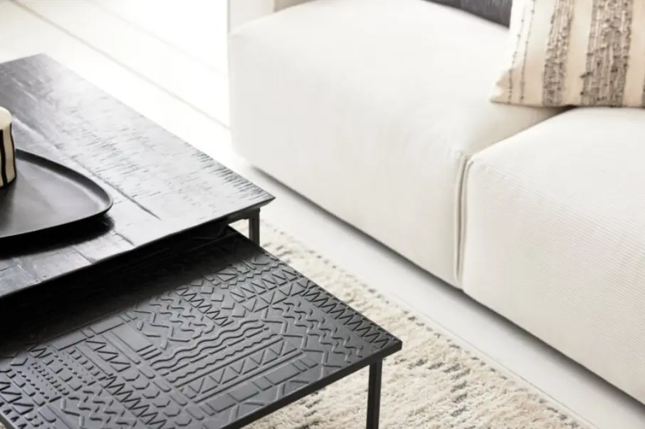 Roomio No. 2001 Couchtisch-2er Set eckig Mango massiv schwarz ca. 80x70 cm