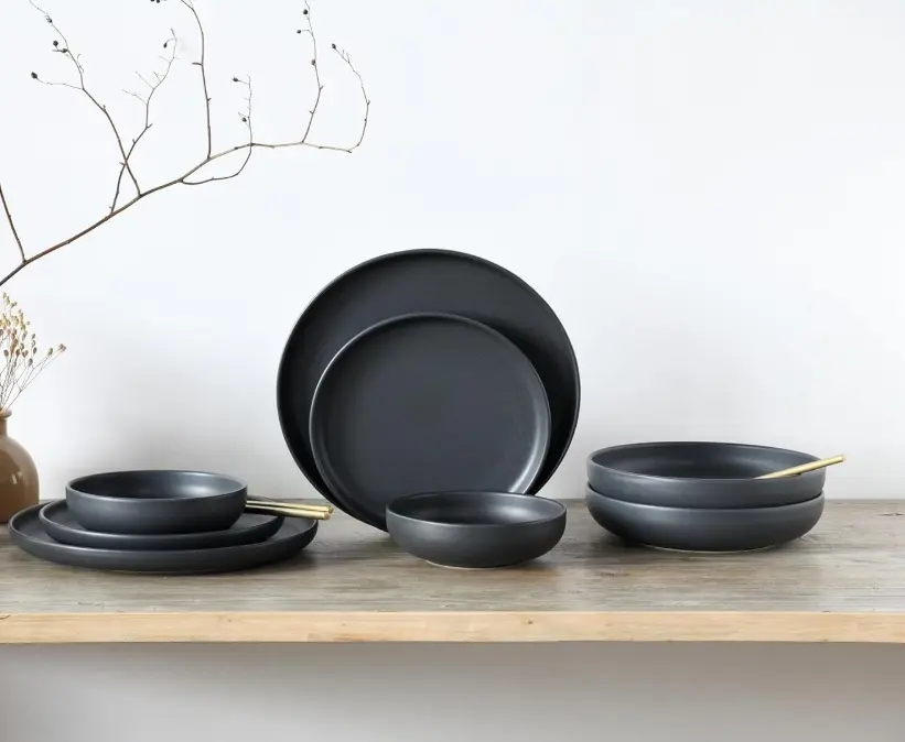 Tellerset,8tlg.schwarz