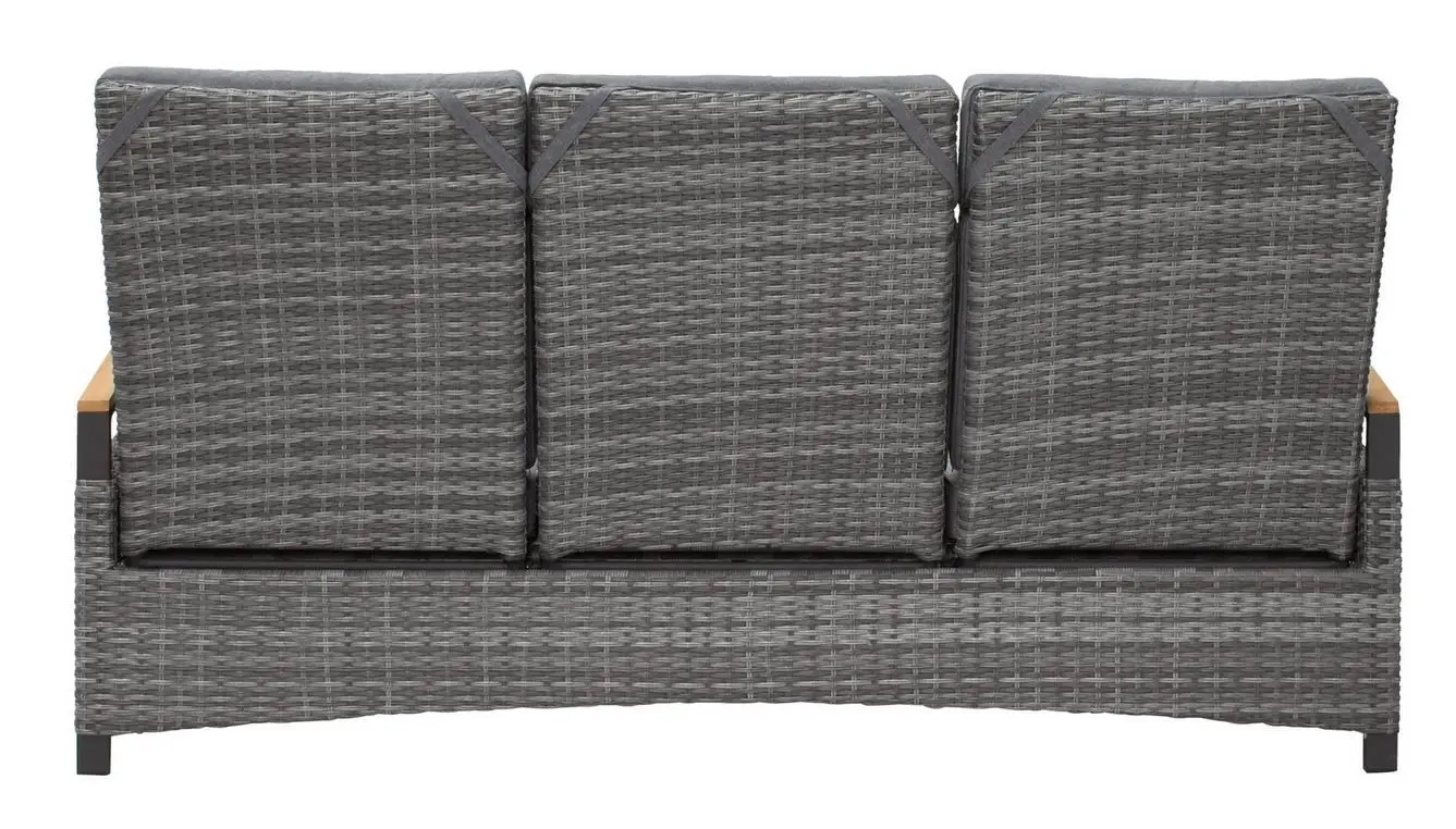 LC Garden Living-Sofa 219828 Keramo ca. 205x74x110 cm Aluminiumgestell Anthrazit Geflecht Natur-Grau