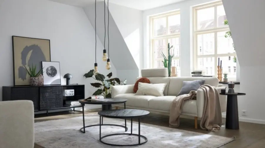Roomio No. 2001 Couchtisch-2er Set rund Mango massiv Schwarz ca. 70 cm