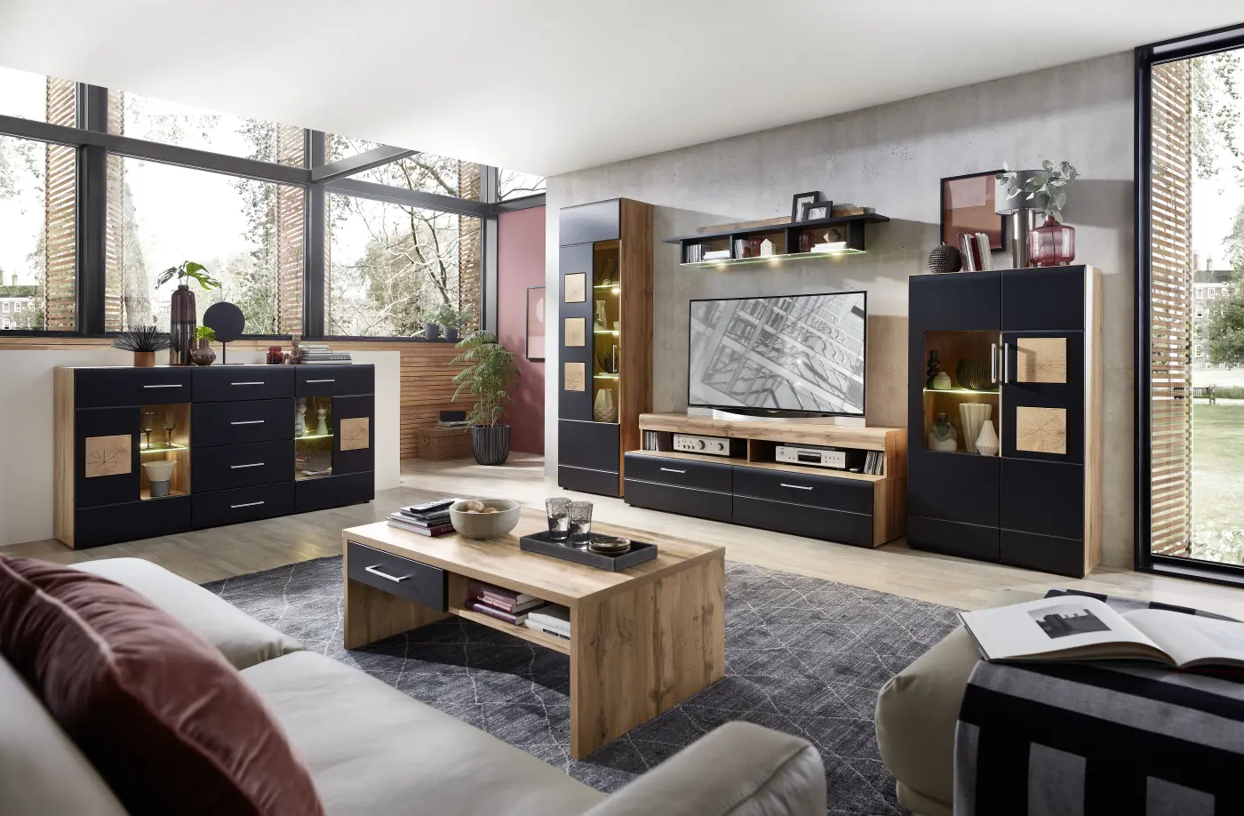 Innostyle Sideboard Sonate schwarz, braun, Eiche, Holz Innostyle Sideboard Sonate schwarz, braun, Eiche, Holz
