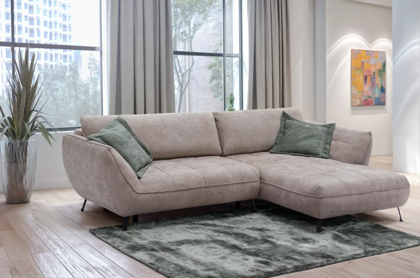Exxpo Polstergarnitur Samoa Beige mit Bettfunktion ca. 282x187 cm