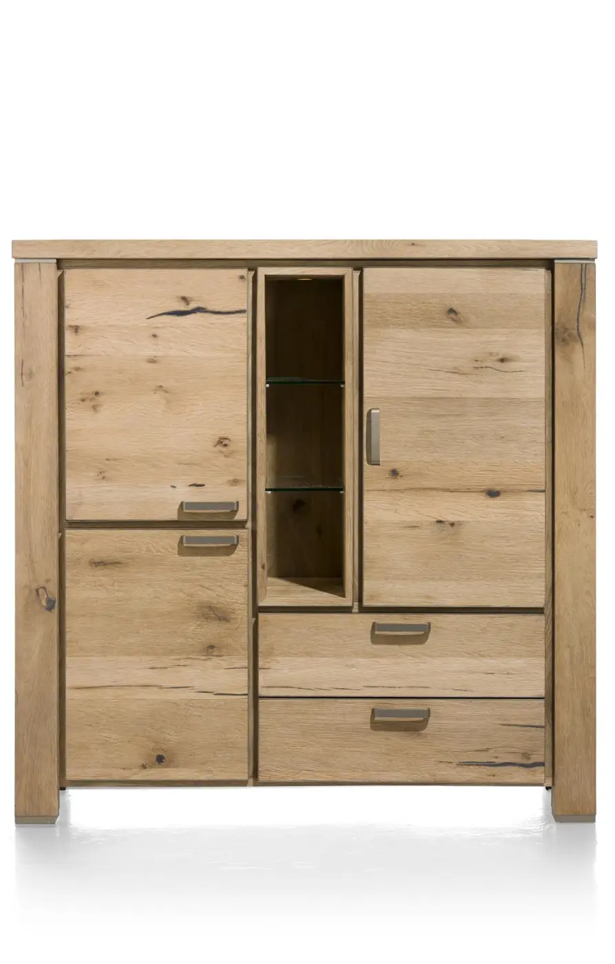 Habufa Highboard Canova 39591RWB, Eiche Railway braun furniert, Griff: silber, ca.140x140x45 cm