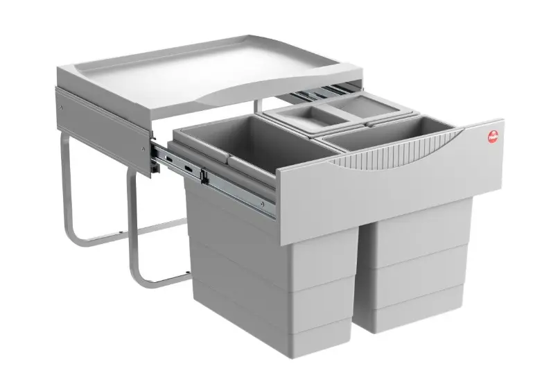 Hailo Abfallsammler AS Raumspar Tandem Grau ca. 34.6 x 47.5 x 33.6 cm 