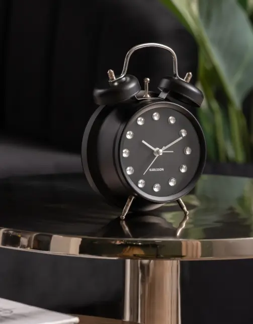 Karlsson Alarm Clock Glam Diamonds Black 11,8x17 cm