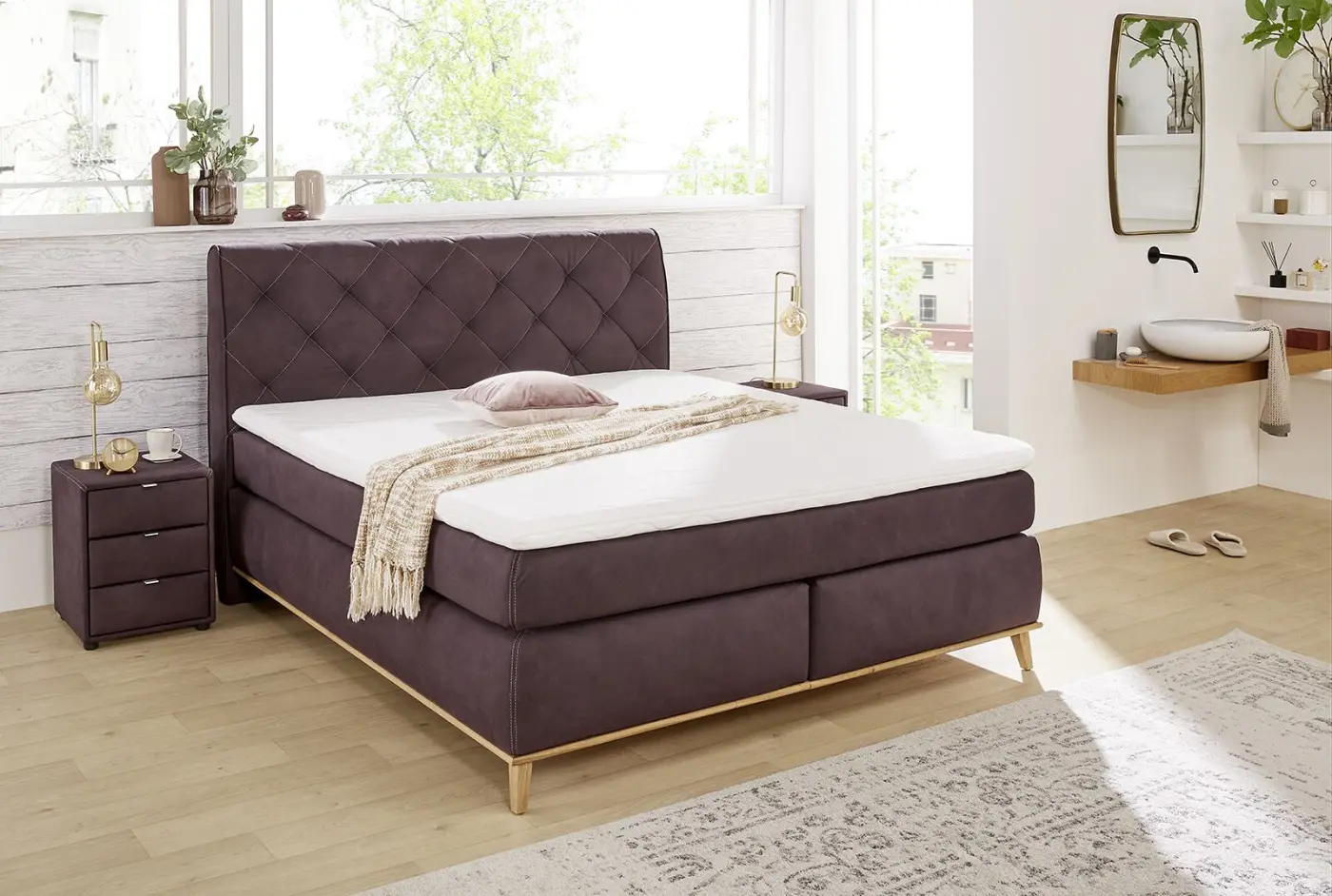 Jockenhöfer Boxspringbett Hermine Mix Dunkelgrau 180x200 cm
