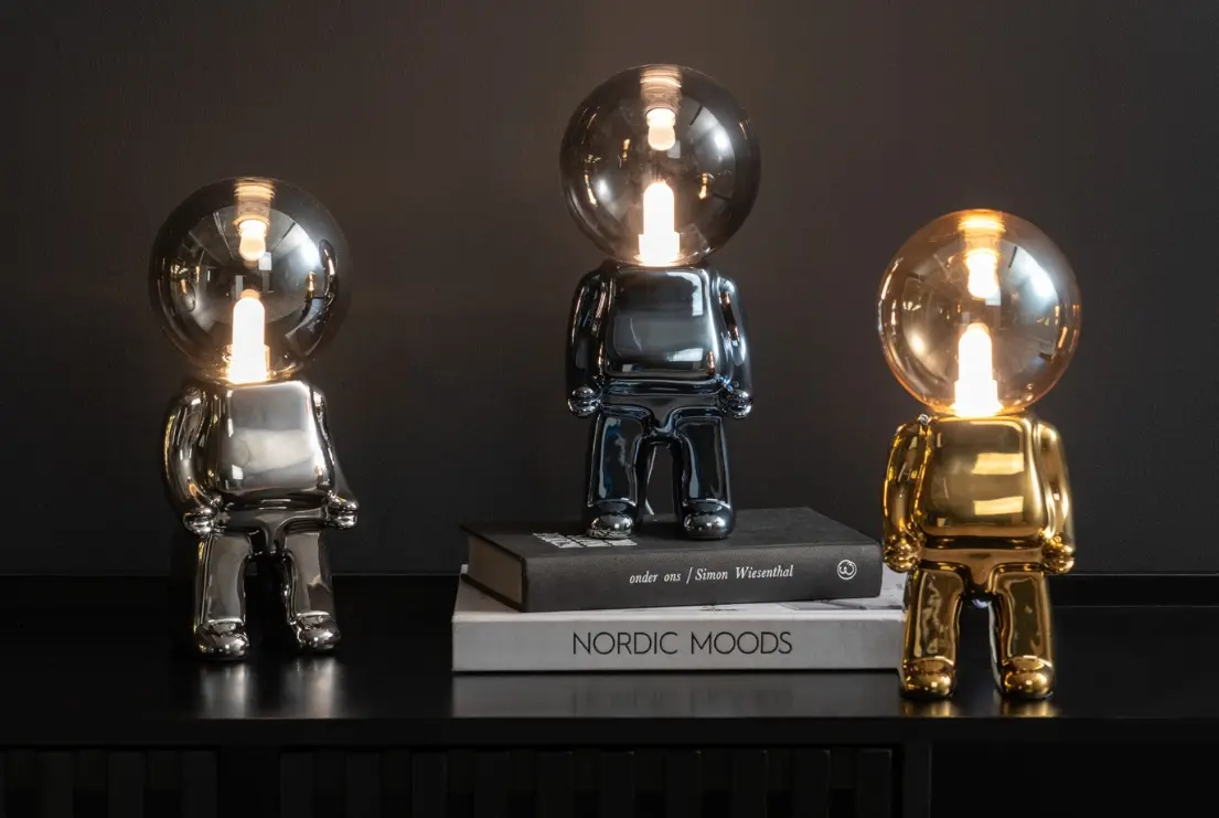 Present Time Tischlampe Ross LED ceramic chrome ca. 27x12 cm